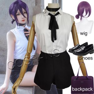 Anime Chainsaw Man Reze Cosplay Costume Adult Women Outfits Sexy Sleeveless Vest Pants Halloween Cosplay Wig - Chainsaw Man Shop