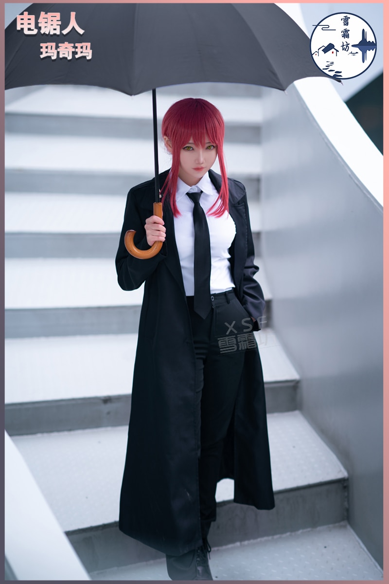  Chainsaw Man Makima Cosplay Costume Black Coat Suit Halloween  Costume Full Set : Clothing, Shoes & Jewelry