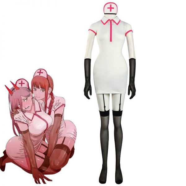 ROLECOS Chainsaw Man Makima Power Cosplay Costume Anime Nurse Uniform Outfit Halloween Cosplay Costume Carnival Clothing 6 - Chainsaw Man Shop