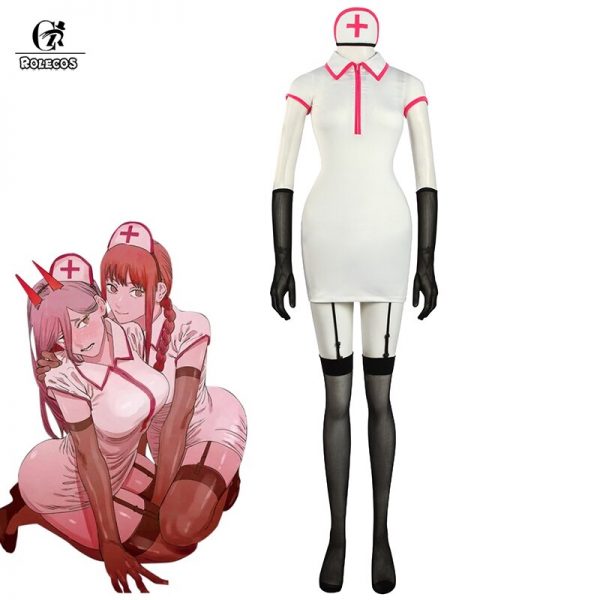 ROLECOS Chainsaw Man Makima Power Cosplay Costume Anime Nurse Uniform Outfit Halloween Cosplay Costume Carnival Clothing - Chainsaw Man Shop