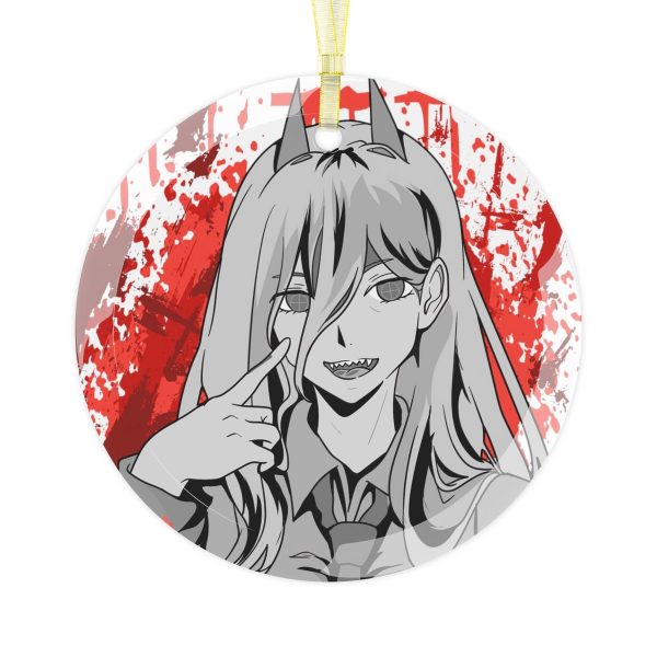 Power Xmas - Glass Ornament -Blood Fiend Waifu - Best Girl - Chibi Anime Otaku Gift For him and Her Kawaii - Holiday Ornaments V1